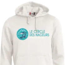 Sweat à capuche blanc - Le Cercle des Nageurs de Villard de Lans